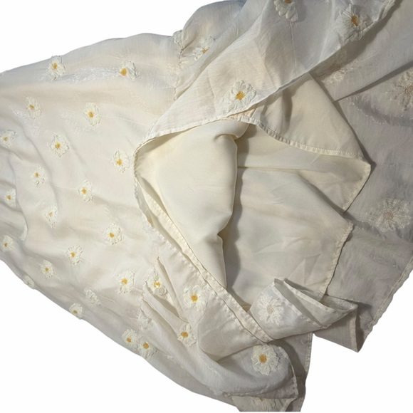 Storia Cream Floral Eyelet Maxi Dress with Bow Front Ruffle Straps Lrg - Picture 8 of 13